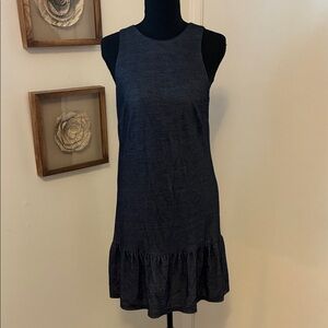 Hutch Faux Denim Blue Sleeveless Mini Dress Ruffle Hem XS